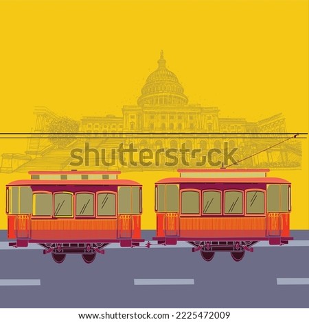 Kolkata tram beautiful vector illustration Royalty-Free Stock Photo #2225472009