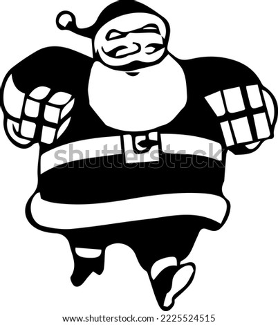 black and white santa claus vector