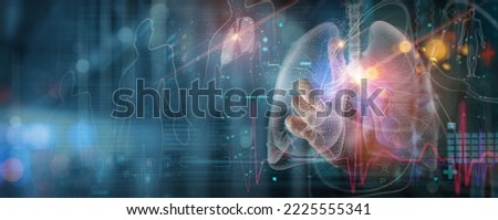 Radiology Doctor working diagnose treatment virtual Human Lungs and long Covid 19 on modern interface screen.Healthcare and medicine,Innovation and Medical technology Concept. Royalty-Free Stock Photo #2225555341