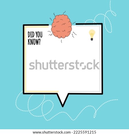 Did You Know label design with light bulb and brain icon. Logo design. Blank cards style information template background  Vector illustration.