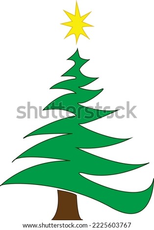 Beautiful  green Simple Christmas tree. Vector illustration on a white background.