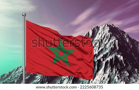 Morocco national flag cloth fabric waving on beautiful background.