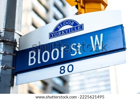 Bloor Street West street signage in downtown Toronto, Ontario, Canada