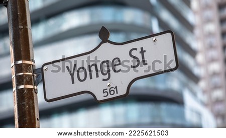 Yonge Street signage in downtown Toronto, Ontario, Canada. Royalty-Free Stock Photo #2225621503