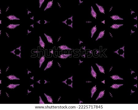 pattern tree branch with pink leaves on black background isolated closeup, botanical sign. Decoration elements for invitations, wedding cards, valentines day, greeting cards.