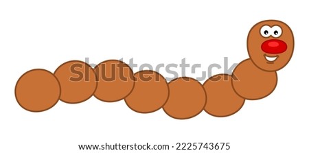 A smiling brown worm in profile on a white background