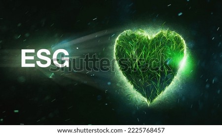 ESG Concept. Green Leaf as Heart Shape