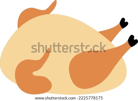 Childish fried chicken icon. Turkey food for Thanksgiving holiday dinner illustration. Hand-drawn symbol of tasty fried poultry meat. Cute gastronomic clip art. Picture of children's cookbook recipe.