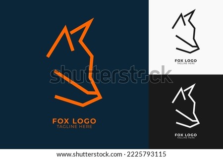 Fox logo minimalist design. modern shape unique head fox logo design