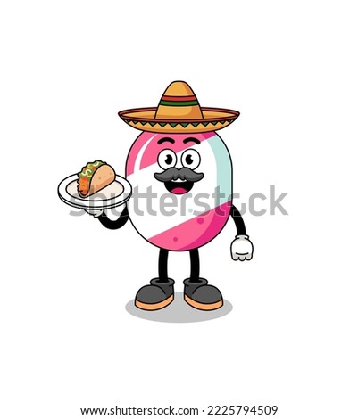 Character cartoon of candy as a mexican chef , character design