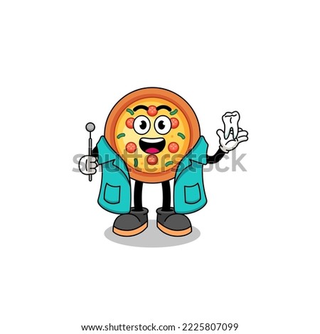 Illustration of pizza mascot as a dentist , character design