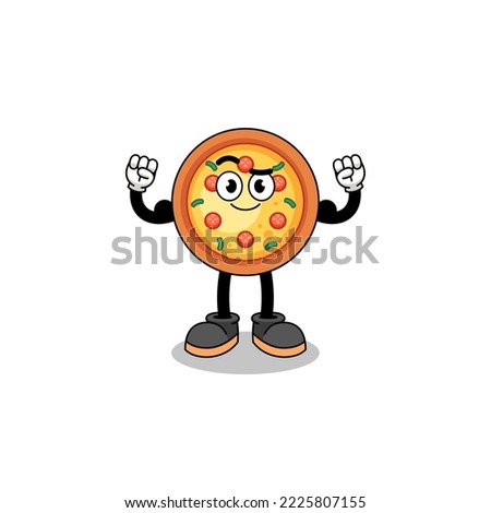 Mascot cartoon of pizza posing with muscle , character design