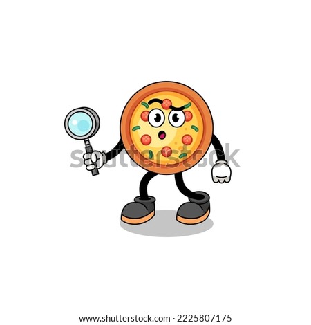 Mascot of pizza searching , character design