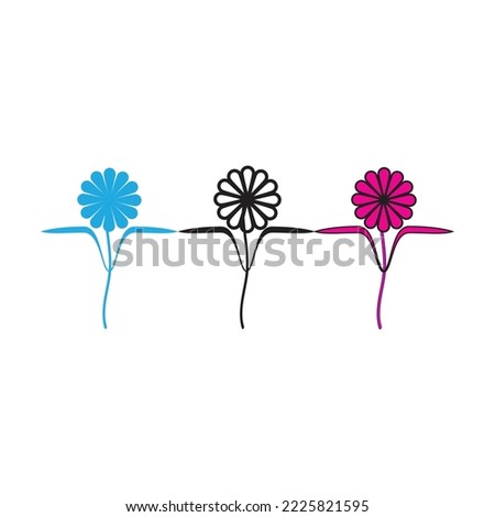 Hibiscus flower. Vector illustration. Flowers icon set. Flowers isolated on transparent background. Flowers in modern simple. Cute round flower plant nature collection. Vector illustrator.