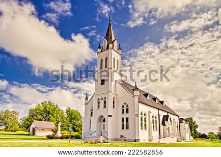 Saint John the Baptist Catholic Church is officially designated as one of the painted churches in Schulenburg Texas. Royalty-Free Stock Photo #222582856
