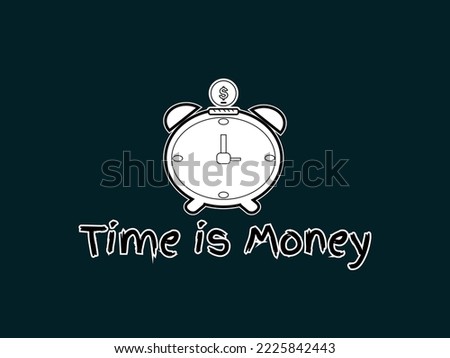 vector illustration of an alarm clock and money, proverb symbol of time is money.