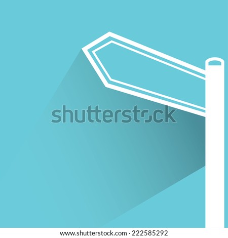 signpost in blue background, flat and shadow design