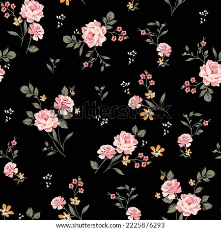 Seamless Floral Pattern flower pattern on black background
