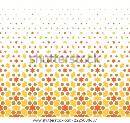 Geometric pattern of color figures on a white background.Arabic ornament.Option with a AVERAGE fade out.SCALE method.Orange,yellow and red