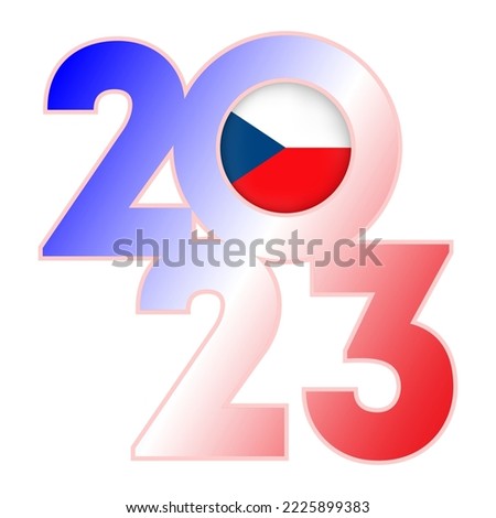 Happy New Year 2023 banner with Czech Republic flag inside. Vector illustration.