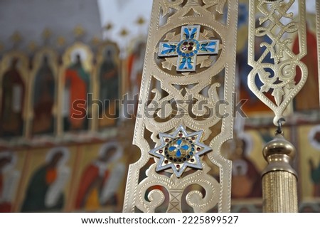 Solovetsky monastery interior. Religious and interior items. Russia