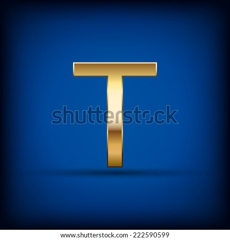 isolated luxury golden modern english alphabet " T " letter on dark blue background (vector) 