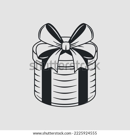 Round Gift box icon isolated on white background. Icon for Giveaway, birthday, party design. Vector illustration