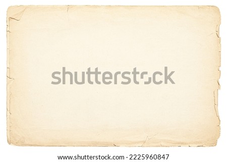 light paper sheet isolated on white background. beige texture of ancient papyrus with frayed edges Royalty-Free Stock Photo #2225960847