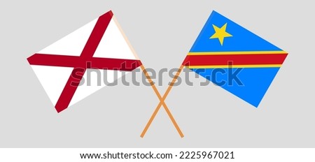Crossed flags of The State of Alabama and Democratic Republic of the Congo. Official colors. Correct proportion. Vector illustration
