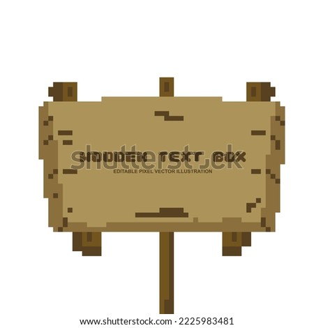 Pixel wooden text box icon vector illustration for video game asset, motion graphic and others