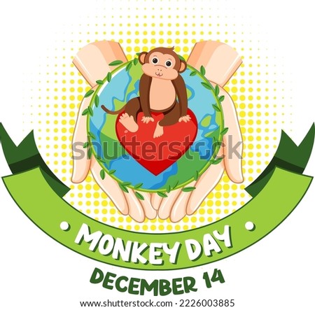 Monkey day text for banner or poster design illustration
