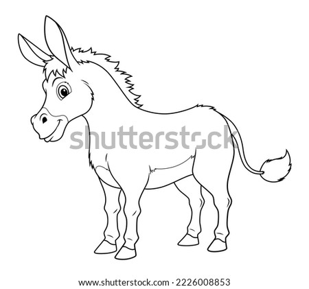 Donkey Cartoon Animal Illustration BW Royalty-Free Stock Photo #2226008853