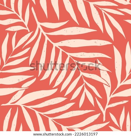 Seamless vector pattern palm dypsis leaves. Palm leaves tropical fabric design.