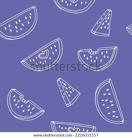 watermelon seamless pattern. hand drawn vector illustration in doodle style. 