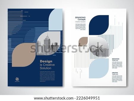 Template vector design for Brochure, AnnualReport, Magazine, Poster, Corporate Presentation, Portfolio, Flyer, infographic, layout modern with blue color size A4, Front and back, Easy to use and edit. Royalty-Free Stock Photo #2226049951