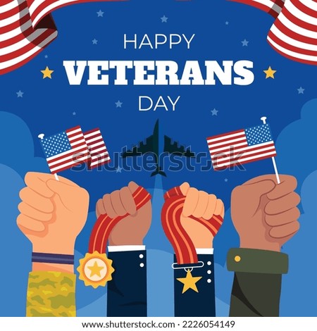 Veterans day. Honoring all who served. November 11, Happy Veterans Day. Greeting card with USA flag and soldiers on background with texture. National American holiday event. 