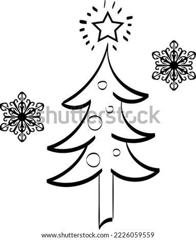 Vintage Holiday Icon. Hand Drawn outline Christmas Illustration. Vector element for Christmas Design