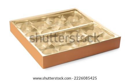 Empty box of chocolate candies isolated on white Royalty-Free Stock Photo #2226085425