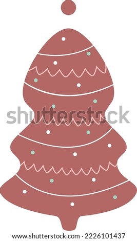 Сhristmas trees, vector, simple flat illustration, cute, minimalism, pink, brown