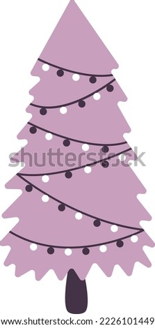 Сhristmas trees, vector, simple flat illustration, cute, minimalism, purple, blue