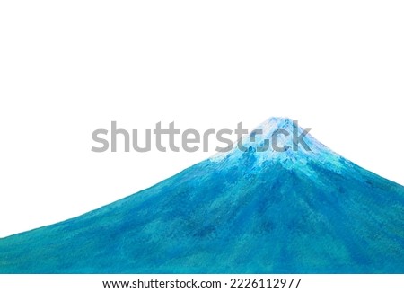 Fuji watercolor placed in the lower right corner of the white background