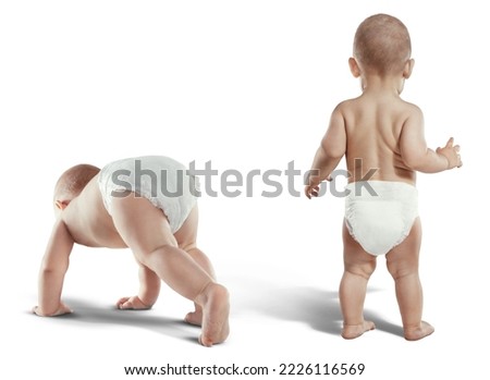 Baby, newborn in the diaper. isolated background. Royalty-Free Stock Photo #2226116569