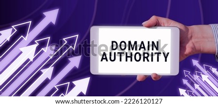 Text sign showing Domain Authority. Word for calculated metric for how well a domain is likely to rank Royalty-Free Stock Photo #2226120127
