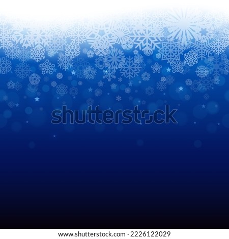 Beautiful Winter Seamless Horizontal Pattern with Snowfall on a Blue Background. Vector clip art.