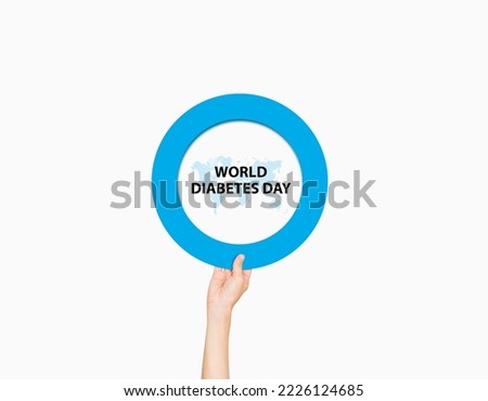 Hand holding diabetes icon. world diabetes day concept background.