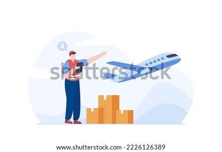 Air freight logistics service. Aircraft transport logistics. Vector illustration