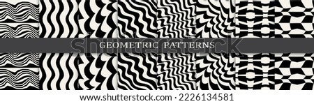 abstract waves seamless background pattern set