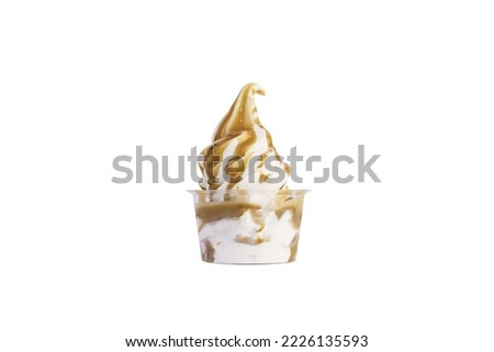 sundae sauce  pistachio in white clean background ice cream