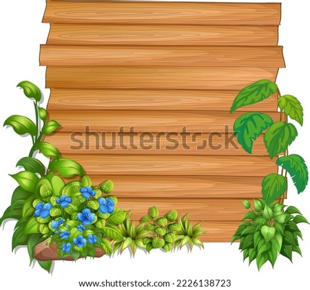 Wooden board template with nature leaves illustration