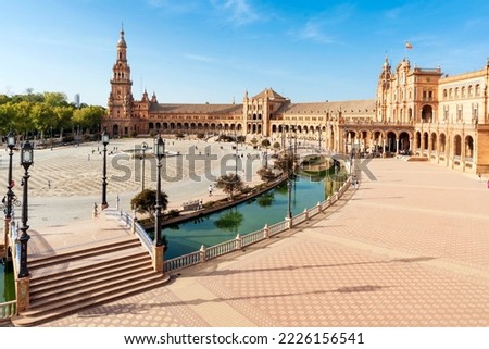 beautiful square of plaza de España in seville, Spain